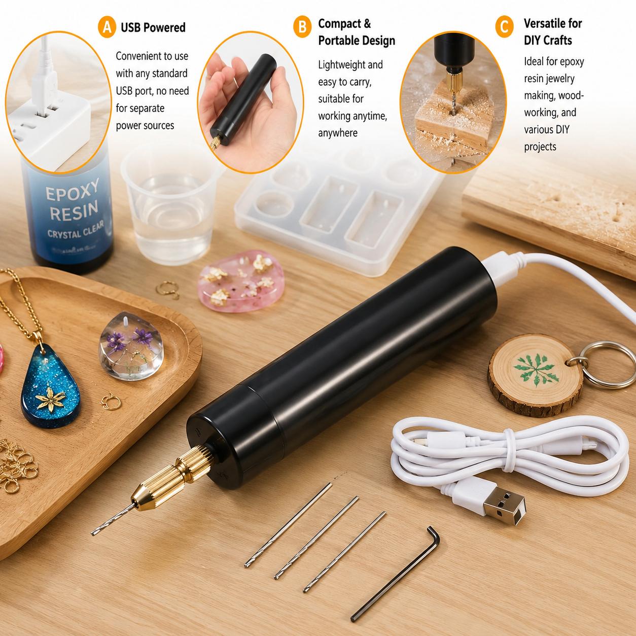 Jewelry Making Dc - Mini Elektrikli Matkap USB Güçlü El